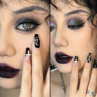 HAORQEE Black Eyeshadow Palette, Smokey Glitter Silver Gothic Eye Shadow Make Up Palettes White Grey Matte Cold Toned Long Lasting Waterproof Eye Shadows Pallets for Women Girls Halloween Goth Christmas Gifts