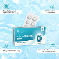 Nutranexus - Astaxanthin Supplement 12mg for Eye, Skin & Joints Health - Antioxidant Formula for Men & Women - Helps Support Exercise Recovery - Non-GMO & Gluten Free 30 Tablets