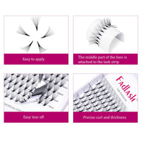 FADLASH Volume Lash Extensions 10D Premade Russian 0.07 C Curl 8-14mm Mixed Pre Made Russian Lashes Volume Lashes Pre- Made Fan Lashes（10D-0.07-C-MIX(8-14)）