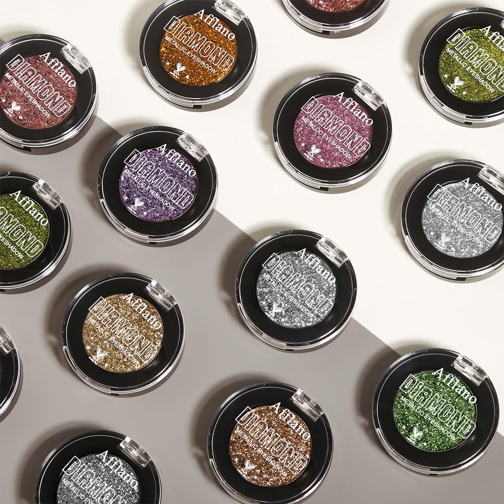 DE'LANCI Silver Gray Glitter Eye Shadows Make up,Silver Metal Pressed Powder Eyeshadow,Shimmer Silver Grey Eyeshadow,Highly Pigmented&Waterproof, Long Wearing,Vegan&Talc Free #11