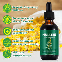 Vortexonix Mullein Drops for Lungs, Mullein Leaf Extract Supplement, Natural Mullein Herbal Supplements, Mullein Leaf Extract for Lung Cleanse and Respiratory Support - 2.02 fl oz