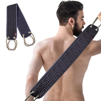 VIPITH Exfoliating Back Scrubber for Shower, 37 Inches Back Washer with Handles, Exfoliating Washcloth Body Exfoliator Bath Tool to Scrub Your Body Deeply for Men & Women Exfoliation (Black)