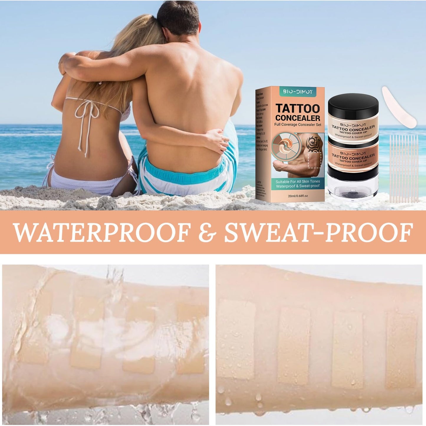 SHEBEEDO Tattoo Cover Up,Concealer Cream Full Coverage,Acne Concealer, Body Concealer, Professional Waterproof Concealer to Cover Tattoo for Men Women,Natural Tattoo Makeup Cover Body Makeup