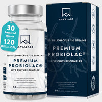 AAVALABS Bio Cultures Complex [ 120 Billion CFU ] 30x Bacterial Strains incl. Lactobacillus Acidophilus & Bifidobacterium per Serving - 90 Capsules - 3rd Party Tested