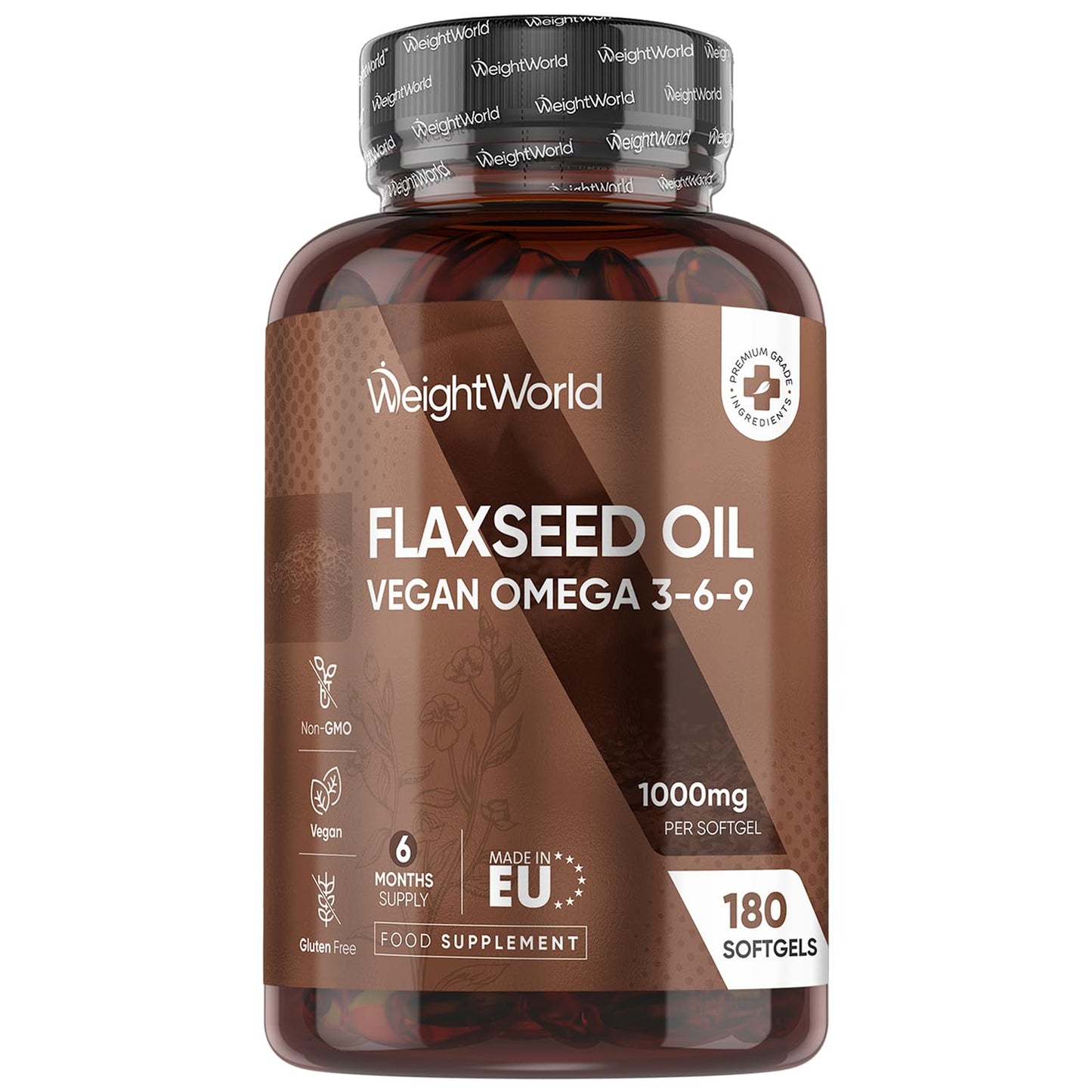 WeightWorld Flaxseed Oil Softgels - 180 Softgels - 1 a Day - 6 Months Supply