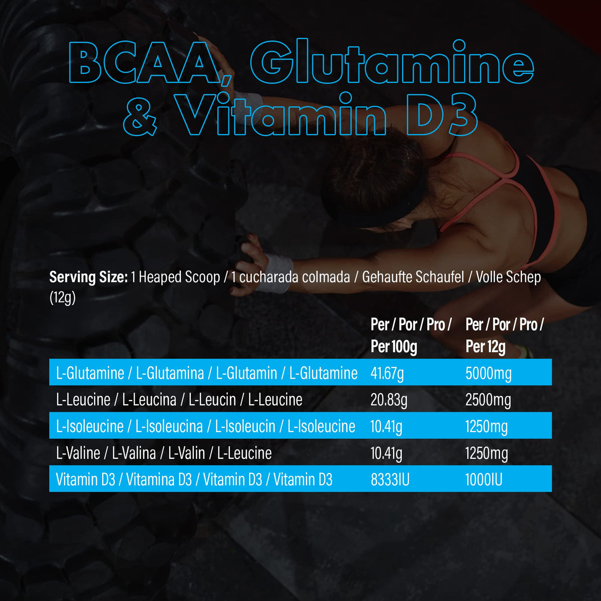 NXT Nutrition BCAA, Glutamine & Vitamin D | BCAAs Amino Acids with Vitamin D3 and L-Glutamine - for Recovery, Gut Health and Muscle Protein Synthesis | 360g - 30 Servings (Blue Raspberry)