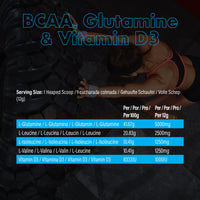 NXT Nutrition BCAA, Glutamine & Vitamin D | BCAAs Amino Acids with Vitamin D3 and L-Glutamine - for Recovery, Gut Health and Muscle Protein Synthesis | 360g - 30 Servings (Blue Raspberry)