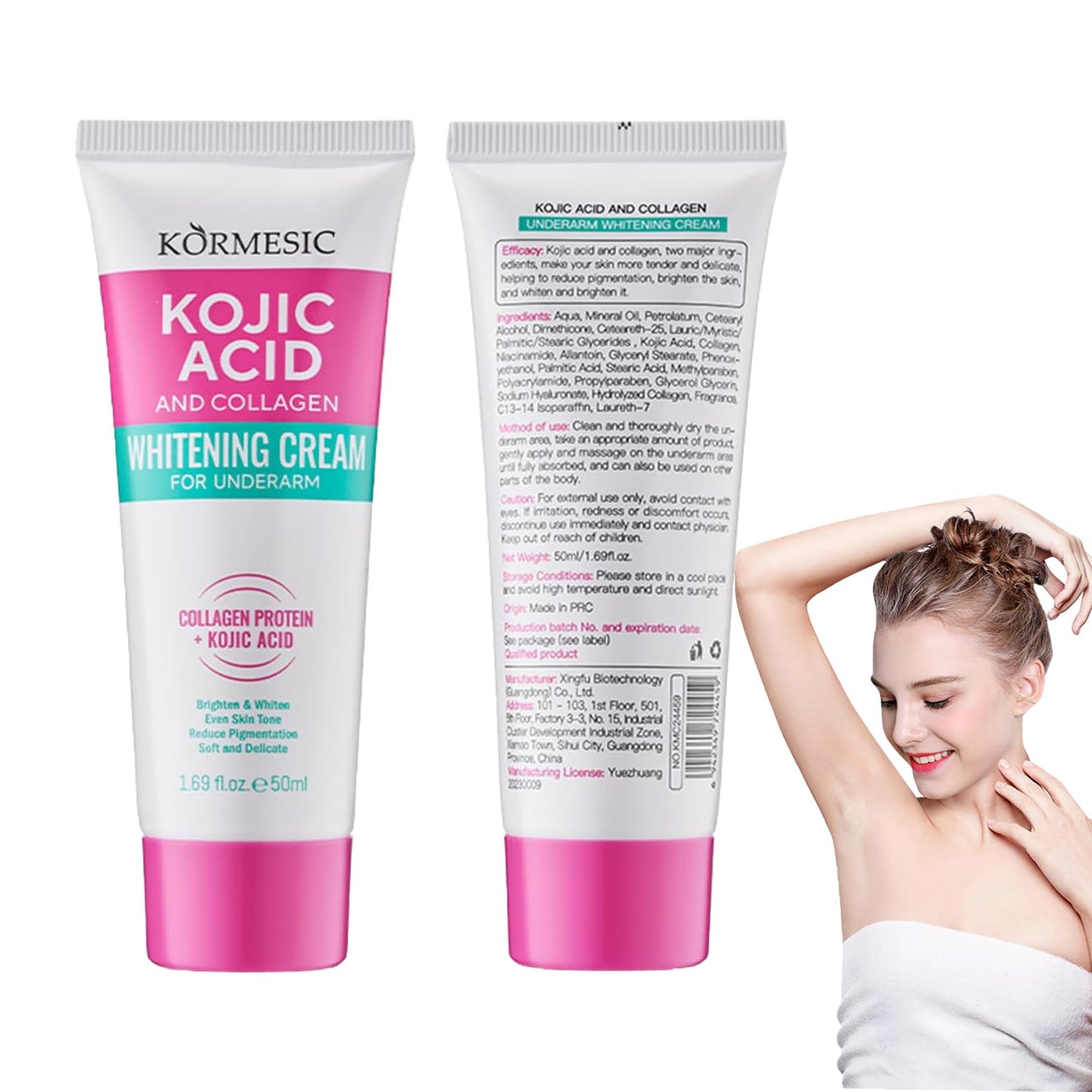 Korean Skin Care, Kojic Acid Skin Cream, Skin Bleaching Cream for Armpit, Knees And Elbows, Elbows, Inner Thigh, Bikini Areas, Underarm Whitening Products Quickly Absorb & Reduce Odor, Smoothing
