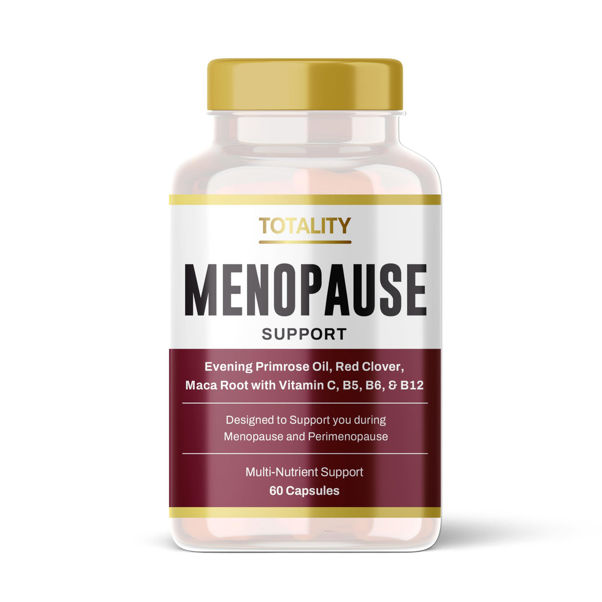 Totality Supplement | 1 Month Supply of 60 Capsules | Totality Menopause Supplement | Support During Perimenopause and Menopause | Multi-Nutrient Support with Evening Primrose & Red Clover | Vegan