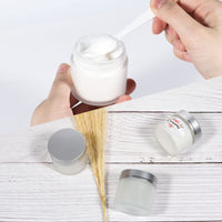 SHiZAK 6 Pack, 2 oz 60ml Frosted Glass Jars with Silver Lids & Inner Liners, Empty Matte Clear Round Refillable Cosmetic Containers Travel Jars for Cosmetics,Body Face Cream Lotion