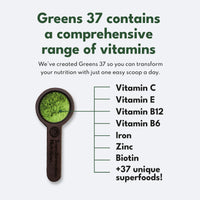 Greens Powder - Made in UK with 37 superfoods - 300g High Dosage Servings - Vegan Gluten Free Greens Powder- Daily Vitamins, probiotics for Gut Health - with KSM-66® Ashwagandha and Lions Mane