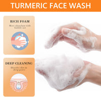 Wormeer Turmeric Face Wash with Brush - Foaming Cleanser for Women - Improves Blemishes, Zits, & Evens Skin Tone - Gentle Hydrating Facial Cleanser