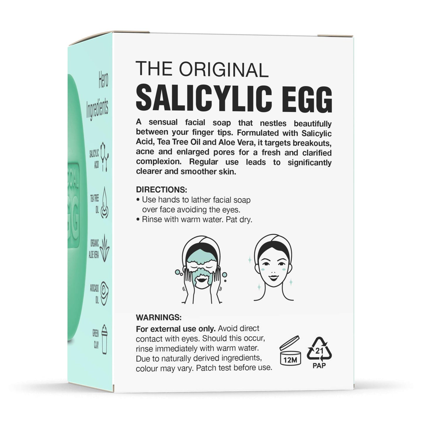 Salicylic Egg, Natural Salicylic Acid Soap 100g by Procoal - Salicylic Acid Face & Body Wash For Combination, Oily, Blemish Prone Complexion, Vegan Face Soap & Cruelty-free