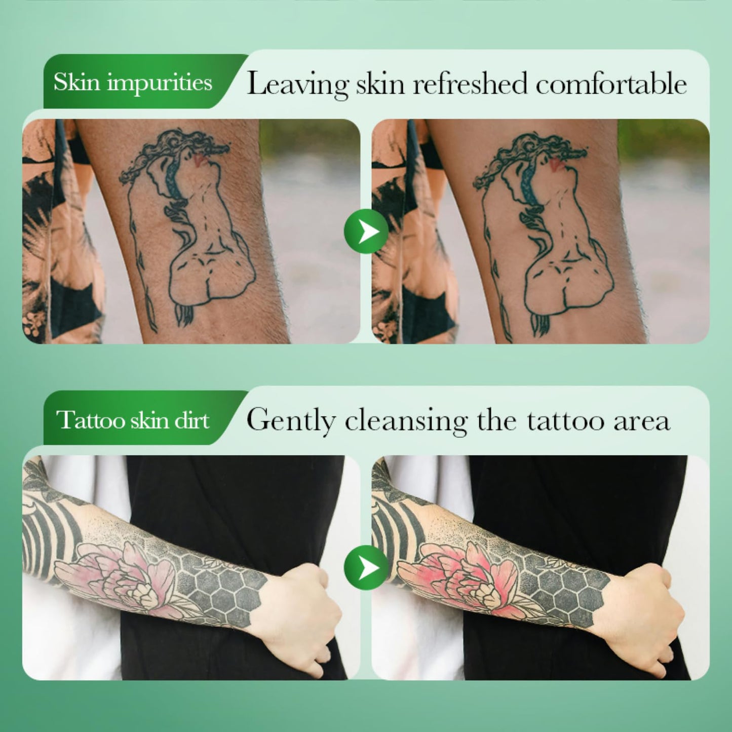 CTUBLIAUNX Tattoo Foaming Cleanser, Tattoo Aftercare Cleansing Foam, Tattoo Clean Soap, Moisturizing & Colour Protection, 150ml