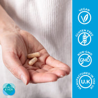 Health and Her Health & Her Perimenopause Supplements for Women - Support During Perimenopause (The Early Stage of Menopause) - 2 Month Supply of 120 Perimenopause Vitamin Capsules - Vegan - Gluten Free
