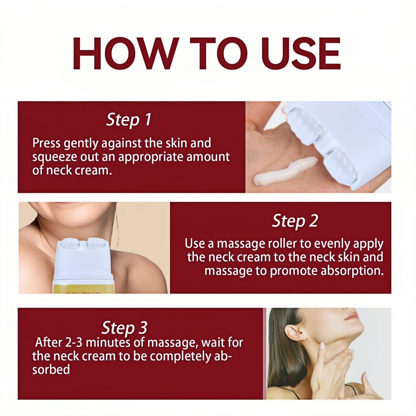 SEMECOMER Ah-8 Firming Neck Cream, Tightening & Lifting Cream with Double Roller Massage, Enriched with Hexapeptide for Moisturizing & Nourishing. Anti-Aging Neck Treatment for Wrinkles & Sagging Skin