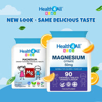 Health4All Kids Magnesium 90 Chewable Tablets for Anxiety, Sleep, Ticks. Tasty Orange Chewable Magnesium Supplement for Children 4+, Vegan, Sugar-Free | Made in UK | Alternative to Glycinate Gummies