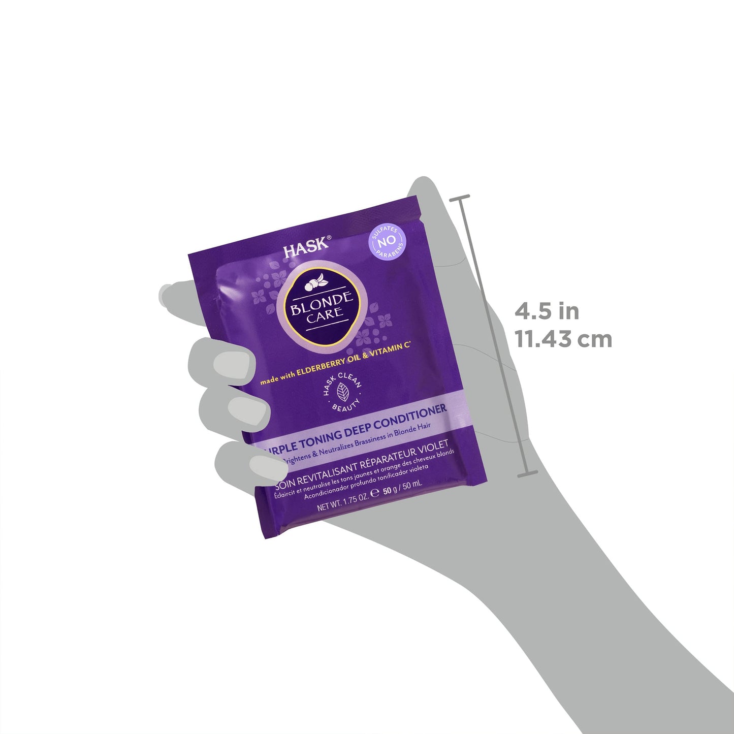 HASK Blonde Care Deep Conditioner Treatment for all hair types, colour safe, gluten free, sulfate free, paraben free - 1 50mL Packette