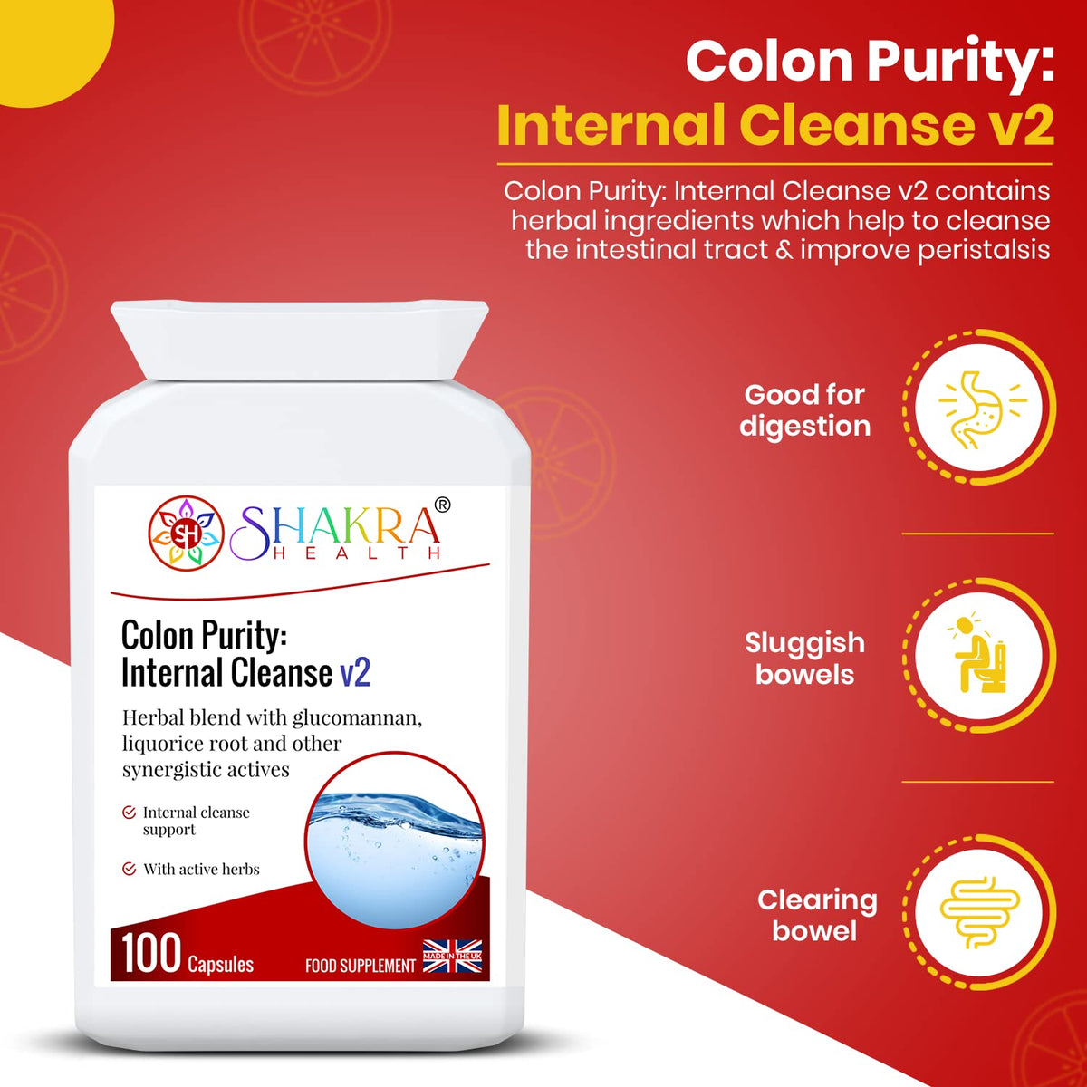 SH SHAKRA HEALTH Colon Purity: Internal Cleanse v2 - Ultimate Bowel Flush, Constipation & Regularity. Ideal Before or After Colonic Treatments | Shakra Health