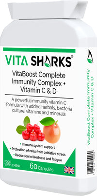VitaBoost Complete Immunity Complex + Vitamin C & D. Fight Infection & Boost Immune Function. Anti-Viral & Anti-Bacterial. All-in-One Potent Vitamin C Formula. Essential Vitamins & Minerals