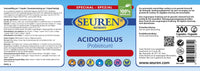 Seuren Nutrients | Acidophilus intestinal Conditioner 200 Capsules Probioticum Gluten Free | Lactose Free | Sugar Free 100% Natural