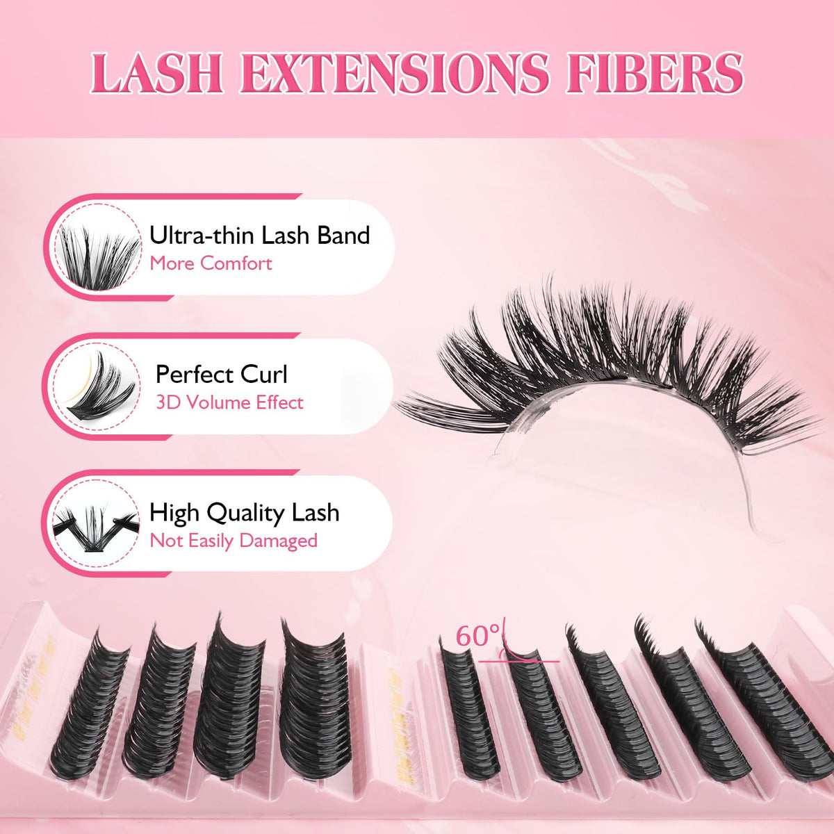 Sixstarhair Eyelashes Individual Kit 60D+80D Cluster Lashes with Tweezers and Lash Bond and Remover Kit Thick Clumpy Lashes Individual Cluster 8-16mm Fluffy Lash Extensions Diy at Home
