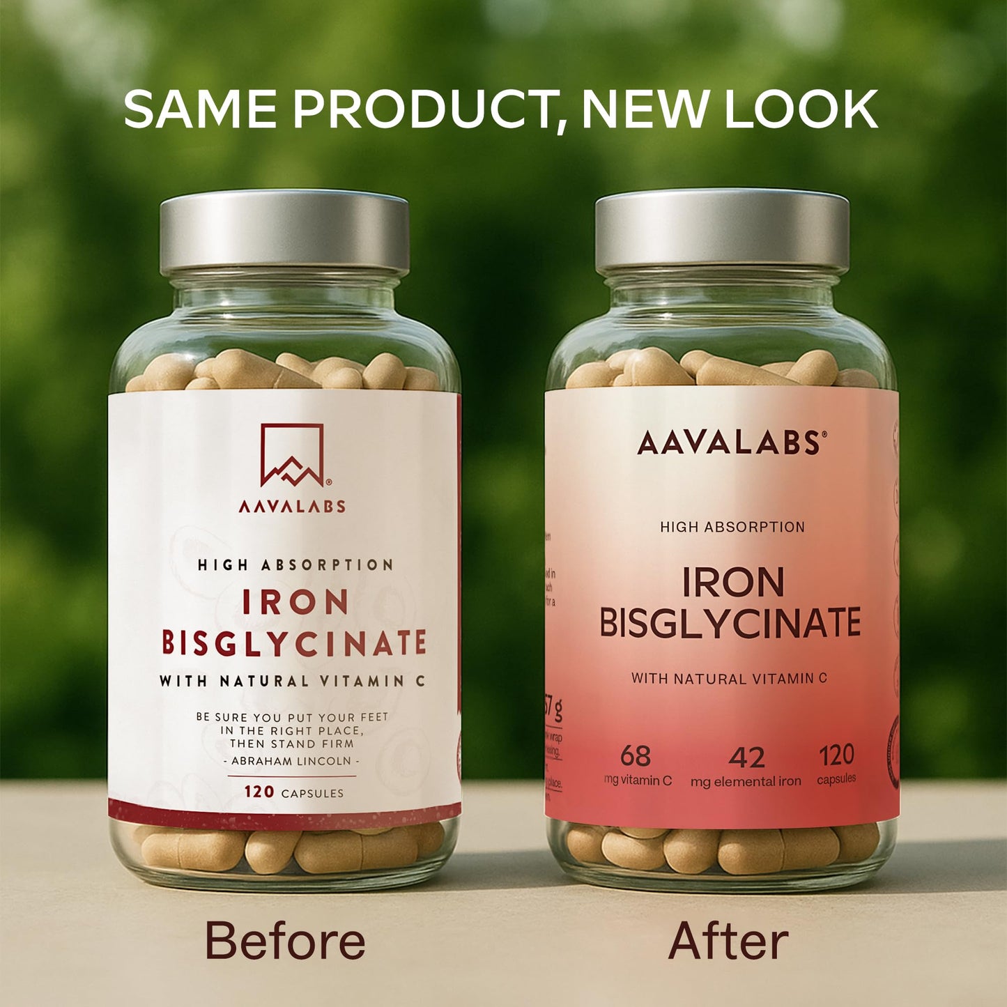 AAVALABS Gentle Iron Supplements for Women and Men - 42 mg Iron Tablets high Strength with Natural Vitamin C - Active Form - bisglycinate - Fatigue Supplements with high bioavailability - 120 Capsules