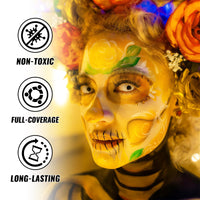 YBUETE Yellow Oil Based Face Body Paint Stick, Non-toxic Full-coverage Face Painting for Halloween Lion Tiger Minions Stage Zombie Cosplay SFX Makeup, Waterproof Cream Yellow Body Painting for Adults