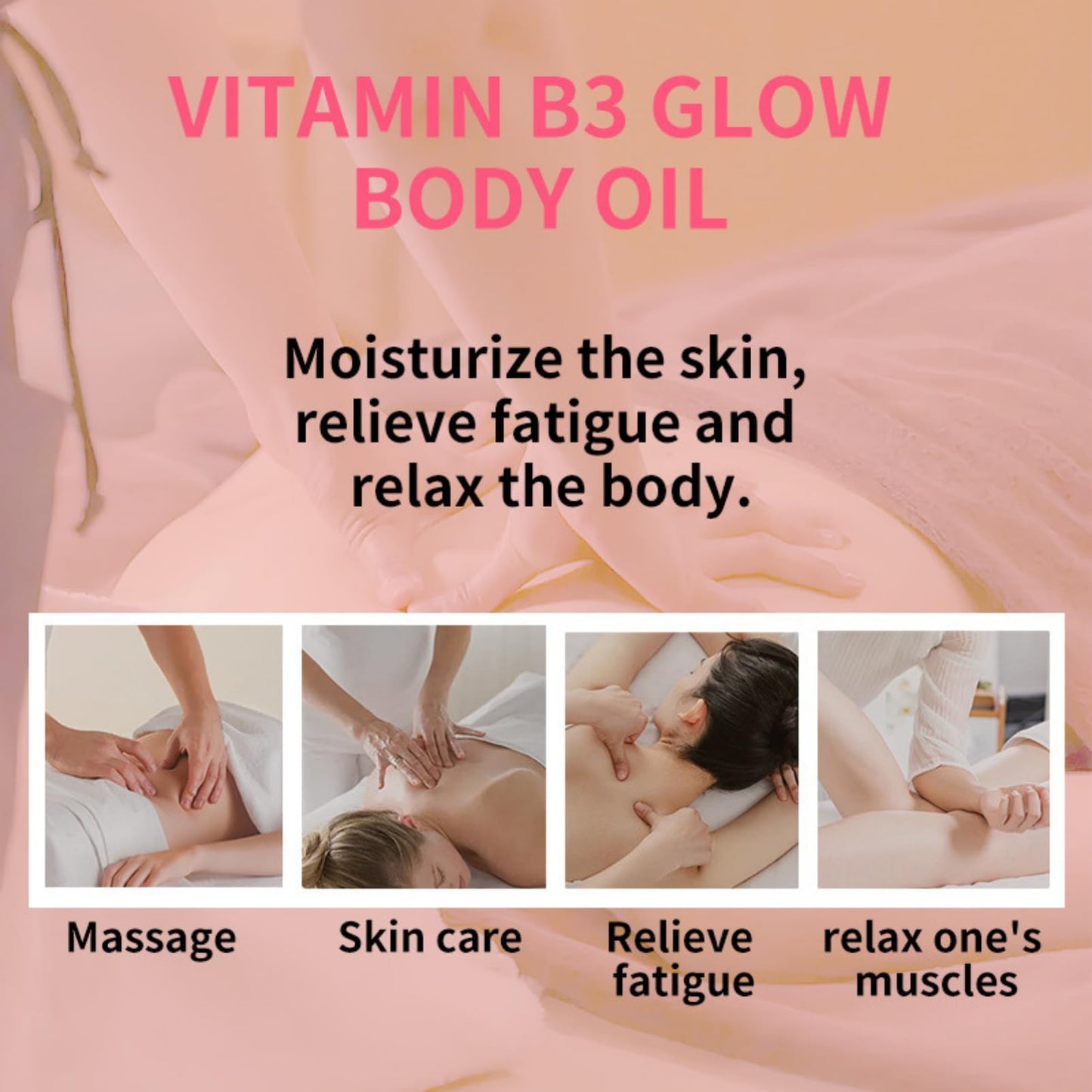 Vitamin B3 Body Oil Gel – Essential Oils for Skin – Glow Body Oil for Women – Massage Oil for Back & Gua Sha – Hydrating, Brightening & Smoothing Skin Care for Dry Skin 200ml