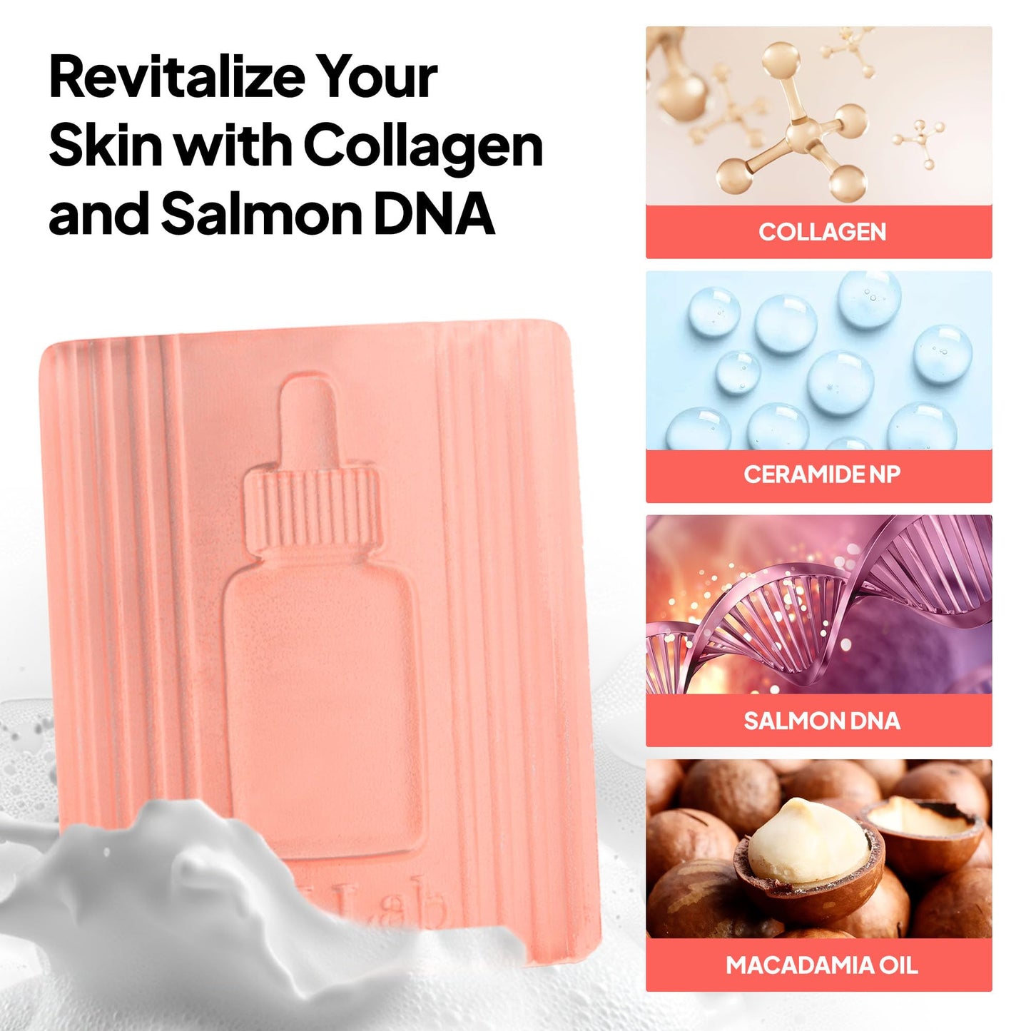 PhLab Collagen Night Soap Bar, Skin Calming Cleasing Bar, Improves Skin Elasticity, Renewed and Firming Skin, 50gr