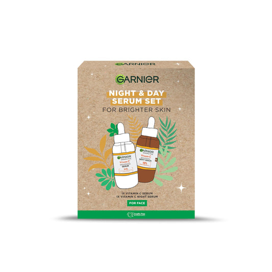 Garnier Vitamin C Day & Night Serum Gift Set for Face, Anti-Dark Spots & Brightening, For All Skin Types, Approved by Cruelty Free International