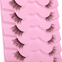 Half Lashes Natural Look Wispy Soft Strip Corner Eyelashes Cat Eye 3D Curl Short Accent Lashes 7 Pairs Pack by ALICE
