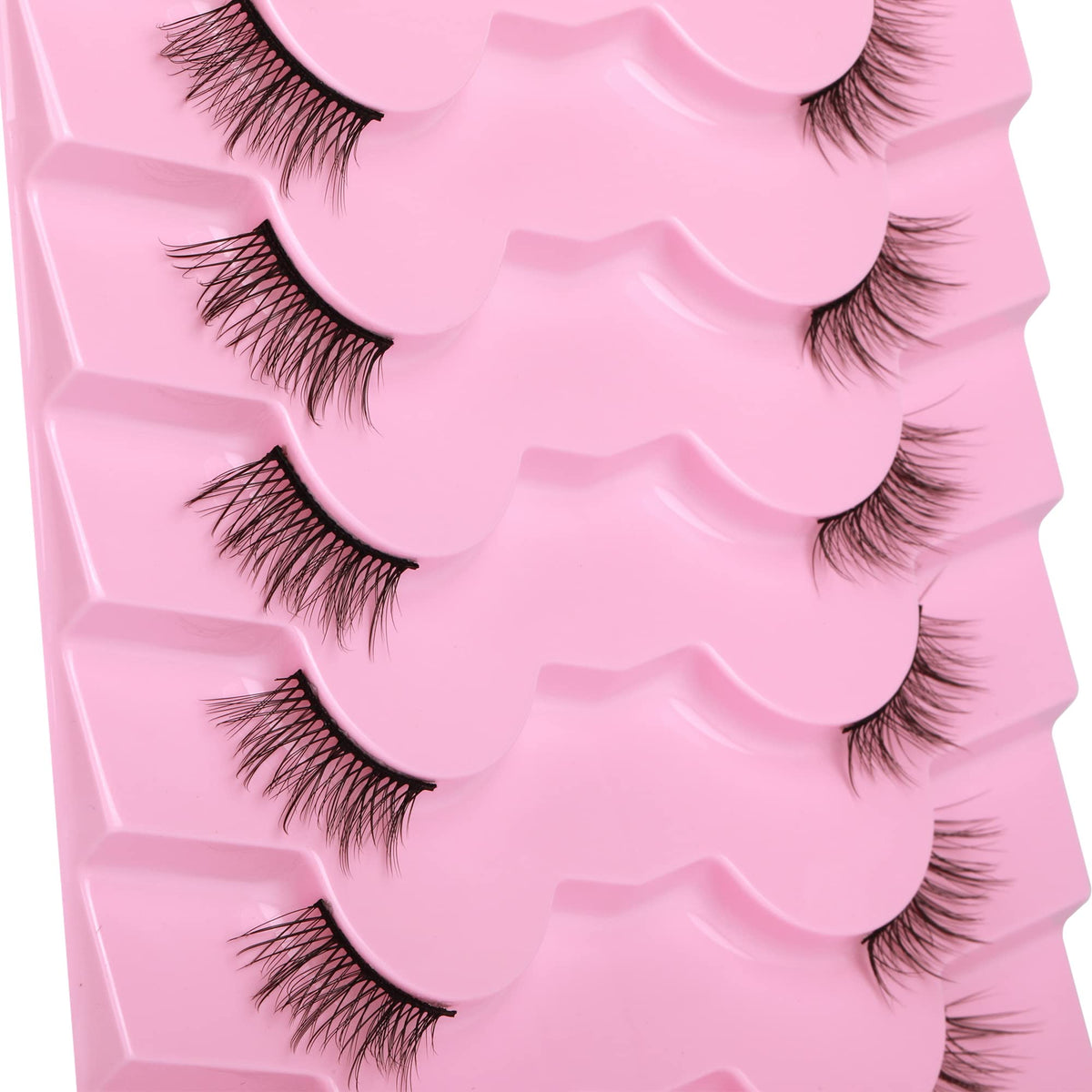 Half Lashes Natural Look Wispy Soft Strip Corner Eyelashes Cat Eye 3D Curl Short Accent Lashes 7 Pairs Pack by ALICE