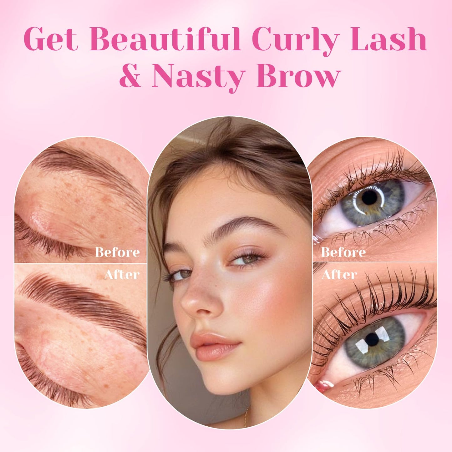 PERMANIA Lash Lift Kit, Lash Lift at Home, Gentle Formula Eyelash Perming Kit & Brow Lamination Kit, Up to 4 Weeks Curl, for Salon and Home Use