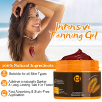 Muiefe Intensive Tanning Gel for Outdoor Sun, Natural Brown Tanning Accelerator Cream, Sunbed Tan Accelerator with Carrot Oil & Vitamin E, Sunscreen without SPF, Moisturizing Body Gel for Women Men, 150g