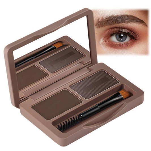 2-in-1 Eyebrow Powder Kit, Eyebrow Pomade – Includes Palette, Pencil, Pomade & Tint in Medium & Dark Brown Shades, Ideal for Brow Dye, Touch-Ups, Contouring, Hairline & Face Definition