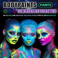 Go Ho Neon Orange Body Paint Washable(2.37oz,70ml),Glow UV Blacklight Face Paint,Water Based Neon Fluorescent Orange Face Paint for SFX Cosplay Costumes Festivals Halloween Makeup
