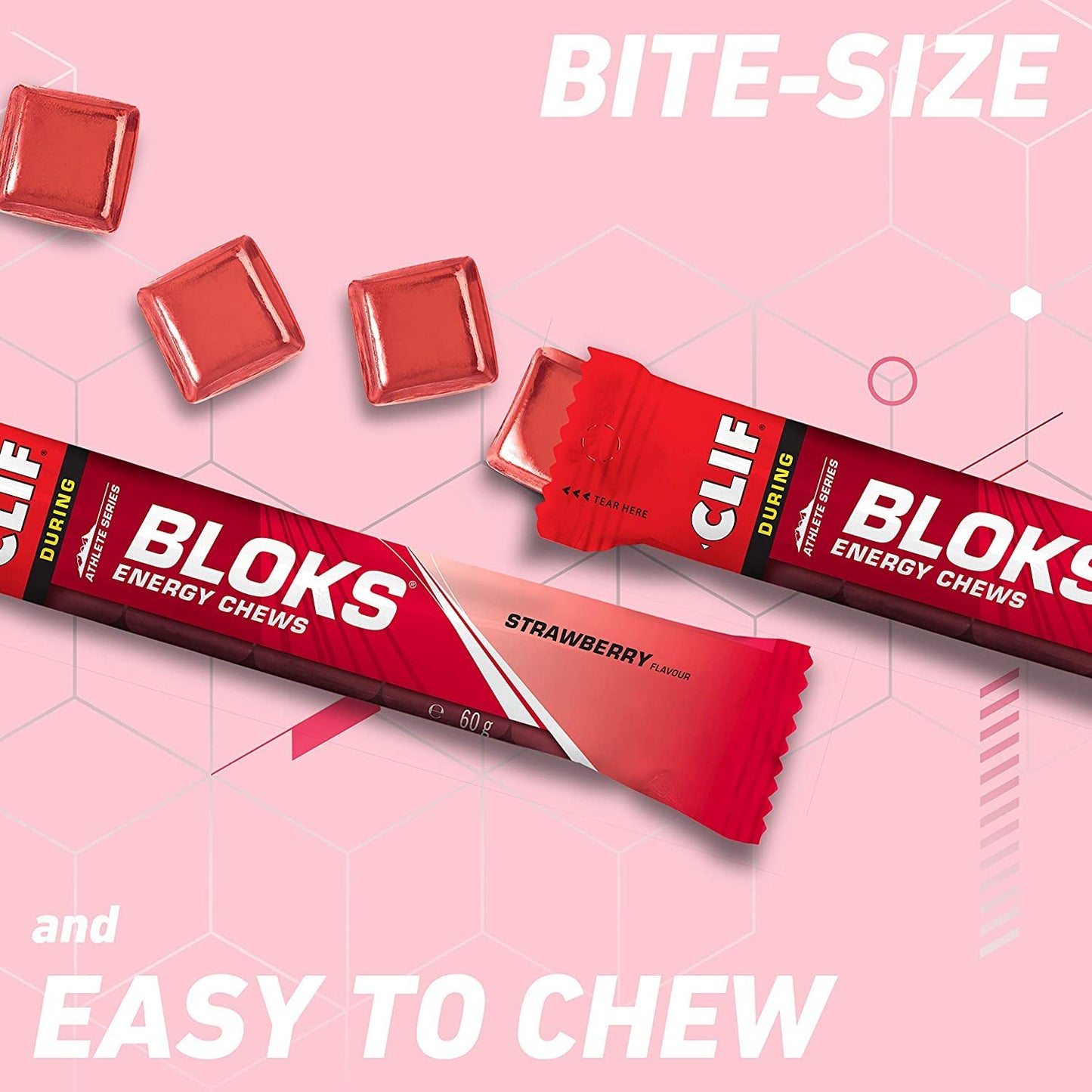 CLIF Bar Clif Bloks Energy Chews Strawberry - Sports Supplements, 60 g (Strawberry - 3 Packs)