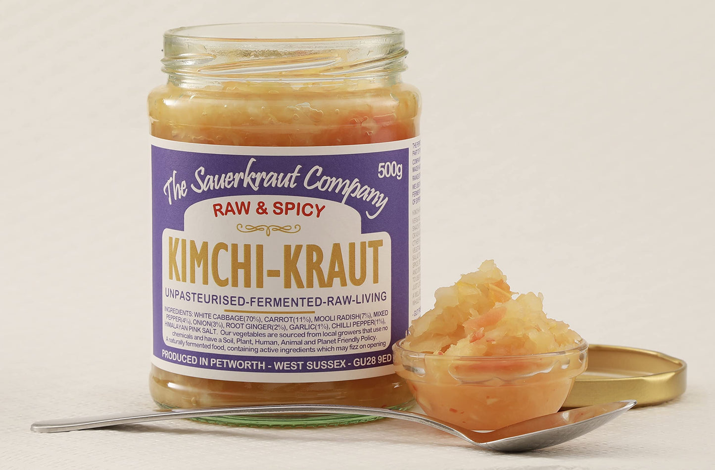 The Sauerkraut Co. Kimchi Kraut (2x500g) Spicy & Delicious, Packed Full of Pro-Gut Living Bacteria (Unpasteurised), Vital Vitamins & Minerals