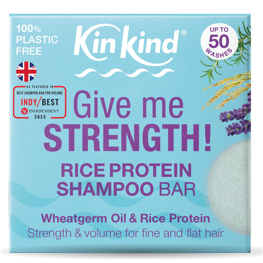 KinKind Rice Water Shampoo Bar for Hair Growth - Give Me STRENGTH! Hair Thickening Solid Shampoo Bar with Rice Protein | Volume for Fine & Flat Hair | Natural Travel Shampoo Bar for Hair UK