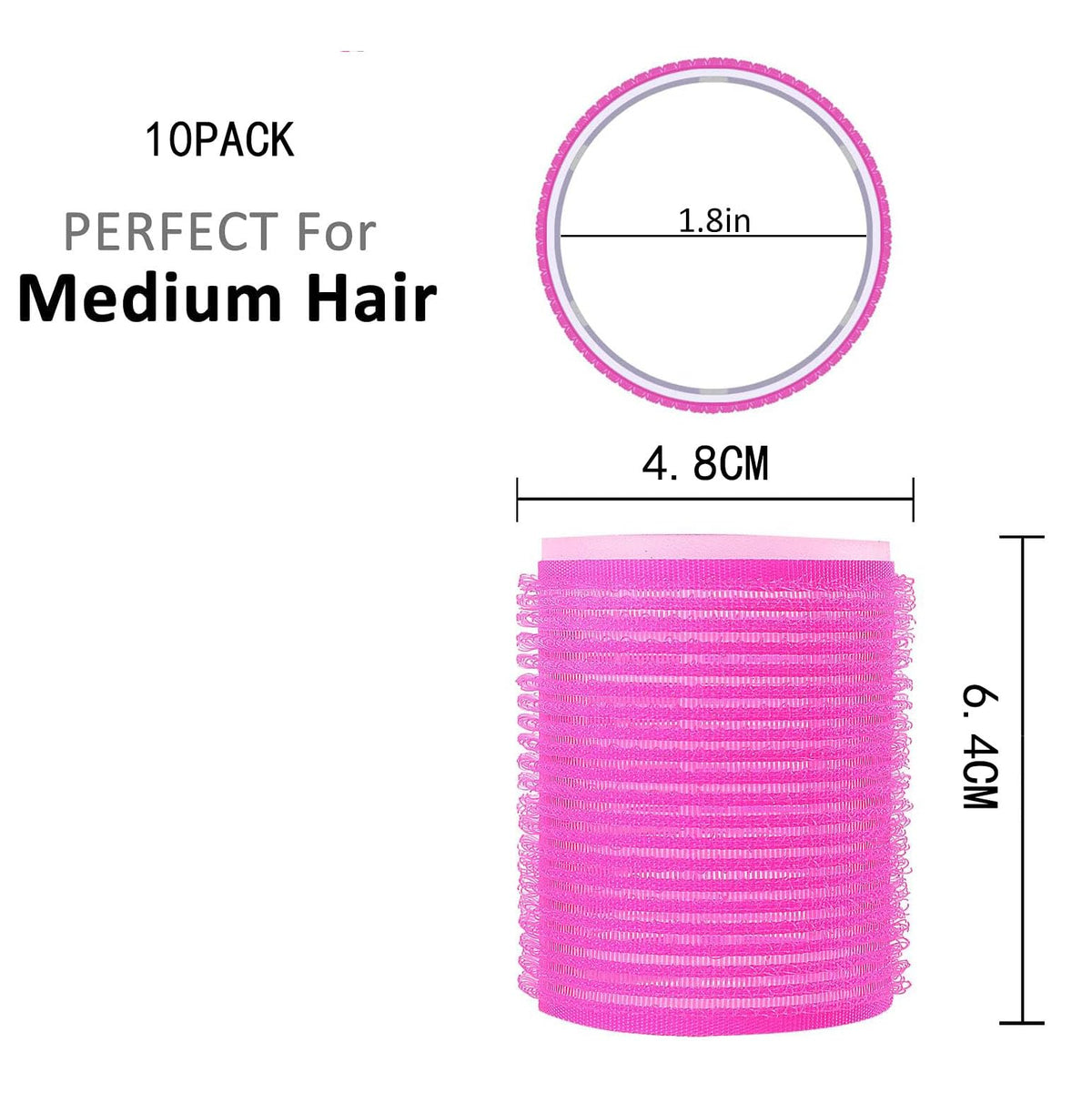 LIDOUK Hair Rollers Self Holding Rollers Gripping Sticky Rollers Self Grip Salon Hairdressing Curlers DIY Curling Tool（10 Packs）pink