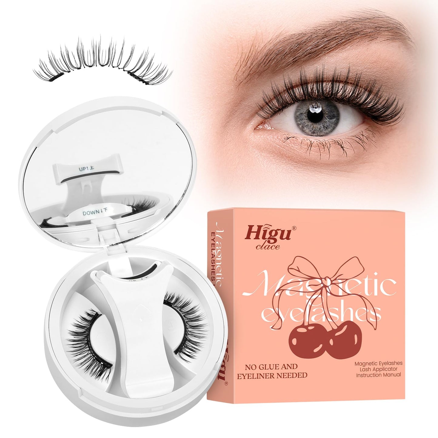 Higu clace Magnetic Eyelashes kit, Reusable Magnetic Lashes Set with Applicator, Waterproof No Glue Lashes for Party and Wedding (Style NB)