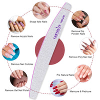 CANVALITE Professional Nail Files Double Sided Emery Board Nail Styling Tools Pet Grooming Tools for Home and Salon Use (Half Moon 180/240, 12pcs)