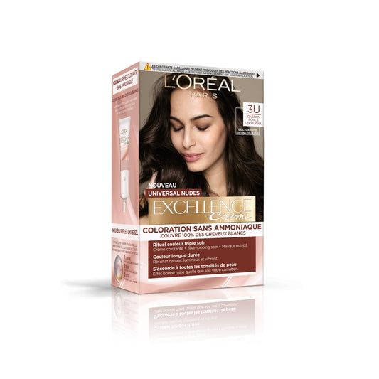 L'Oréal Paris - Permanent Hair Colour Kit - Ammonia Free - Covers 100% White Hair - Excellence Cream Universal Nudes - Shade : Universal Dark Brown (3)