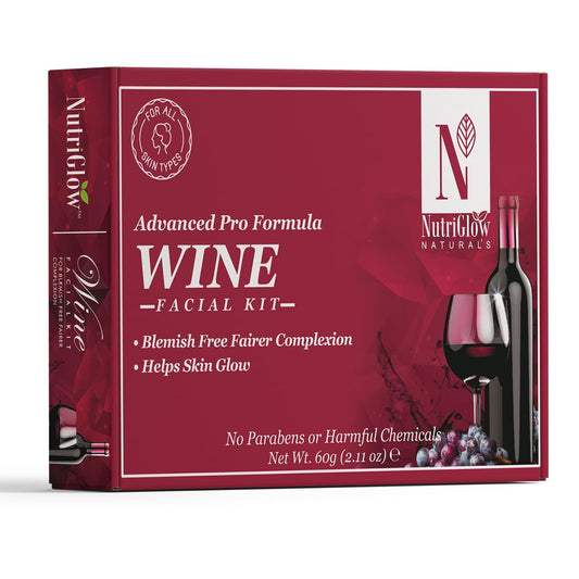 NUTRIGLOW NATURAL'S Advanced Pro Formula Wine Facial Kit For Glowing Skin, Blemish Free Fairer Complexion For All Skin Type, 2.11 Oz