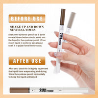 ELALRAU Eyebrow Pencil with Eyebrow Gel, 2-in-1 Microblading Eyebrow Pen and Brow Gel with 4 Fork Tip & Precise Brush-Tip for Fuller-Looking Defined Brows, 24H Wear, Waterproof & Smudge-proof, Black