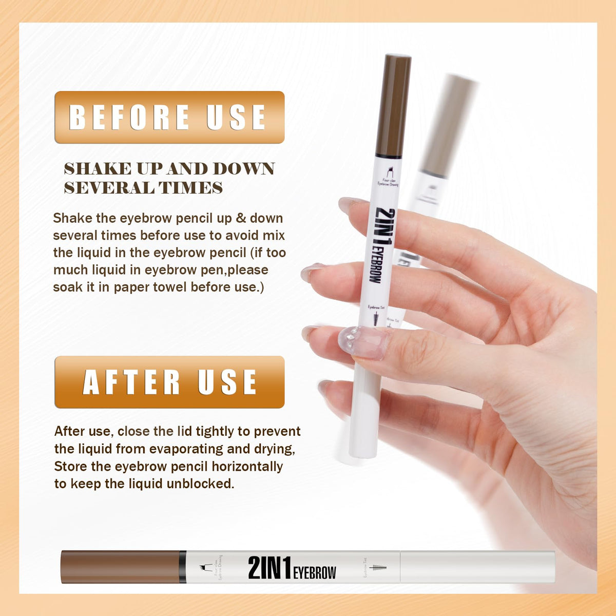ELALRAU Eyebrow Pencil with Eyebrow Gel, 2-in-1 Microblading Eyebrow Pen and Brow Gel with 4 Fork Tip & Precise Brush-Tip for Fuller-Looking Defined Brows, 24H Wear, Waterproof & Smudge-proof, Brown