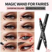 RenhuangFuxi Eyeliner Stamp, Heart/Star/Moon/Flower Waterproof Liquid Eyeliner Pen, Long-Lasting, Black
