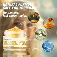 lonstin Gold Temporary Hair Styling Putty - Washable Hair Colour Wax for Men & Women - Non-Sticky Hair Clay for Natural Look - 24-Hour Hold, Easy to Wash Out (100g)
