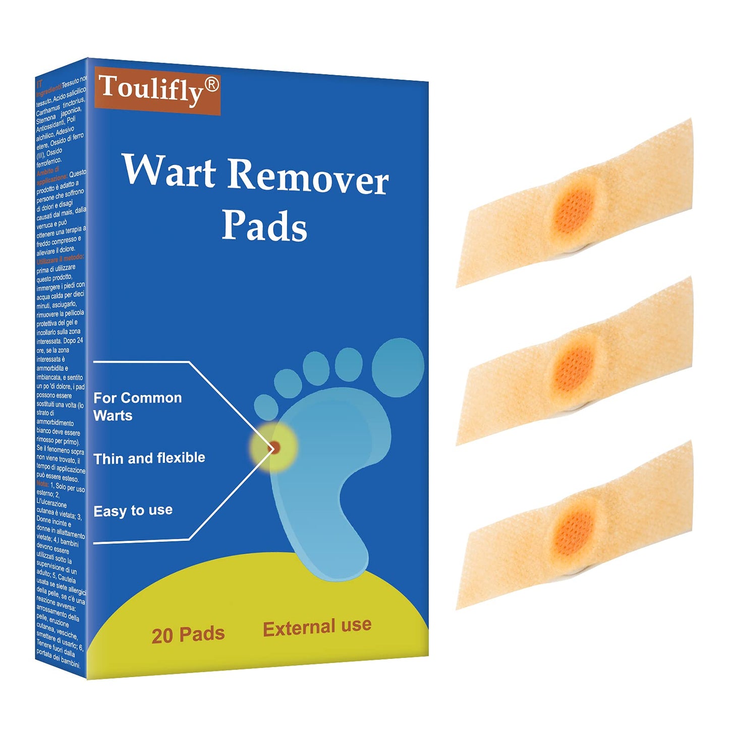 Cherioll Wart Remover, Wart Remover Pads, Wart Treatment, Wart Remover for Hands, Feet, Feet Callus Remove, Verruca and Wart, Relief Pain Removal Warts Plaster, Soften Skin Cutting Sticker Toe Protector, 20 PC